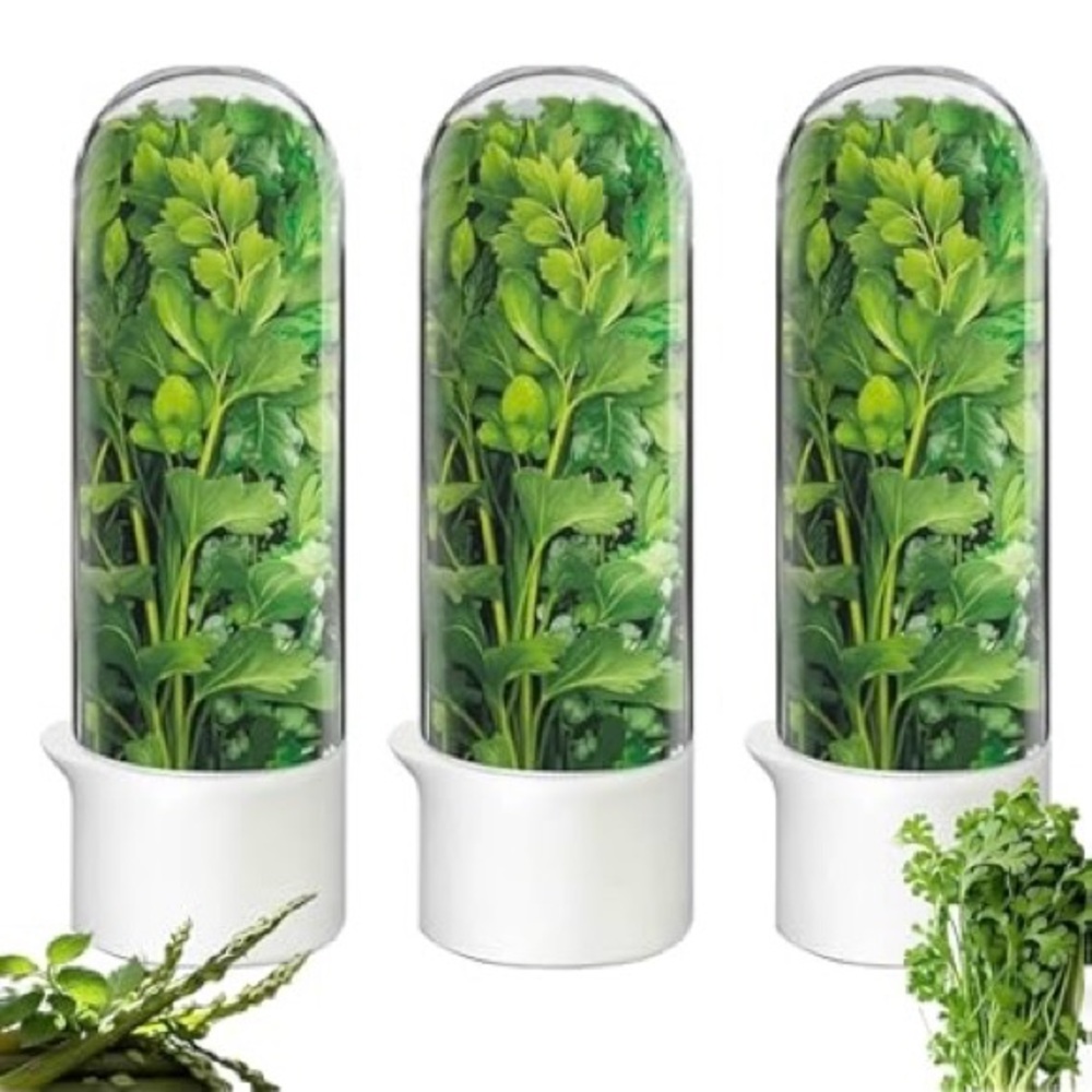 White Plastic Herb Food Storage Container (3 Count) NWT - Picture 2 of 11